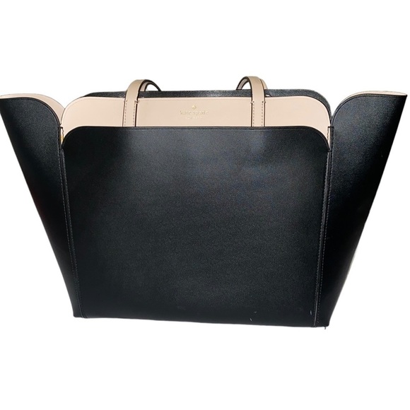 Kate Spade New York Magnolia Street Double Pocket Pink/ Black Tote Bag - Picture 9 of 14
